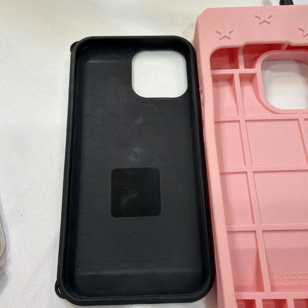 Pink Silicone Telephone iPhone Case Fitting 14 Plus,‎ 15 Plus, 12 Max And 13 Pro